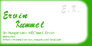 ervin kummel business card